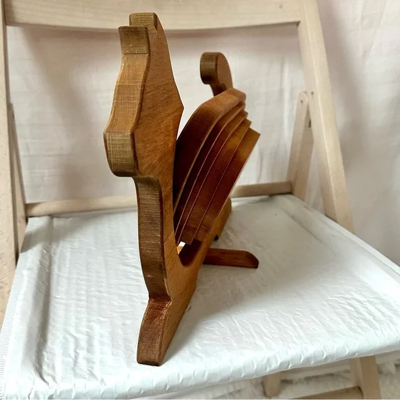 Vintage 80s Wooden Collapsible Folding CAT basket - Picture 5 of 10